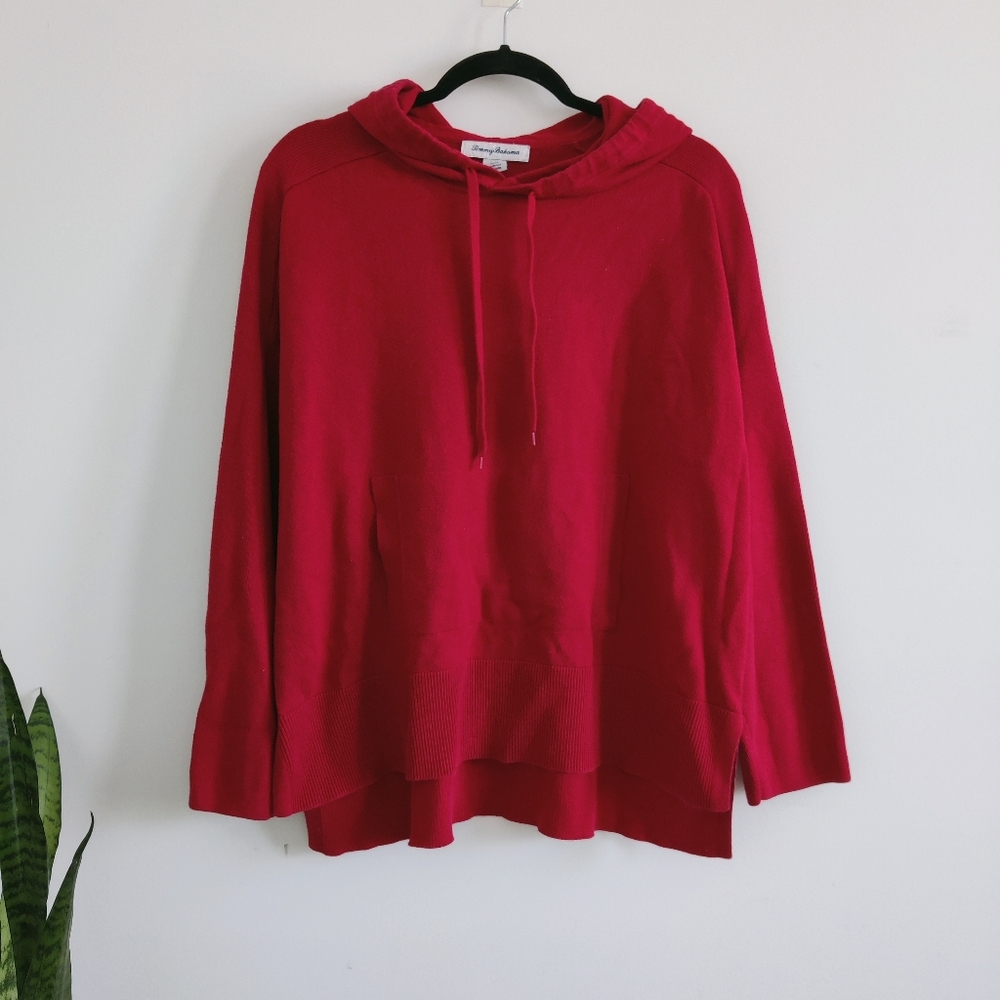 Tommy Bahama Red Knit Hoodie Size L Relaxed Fit